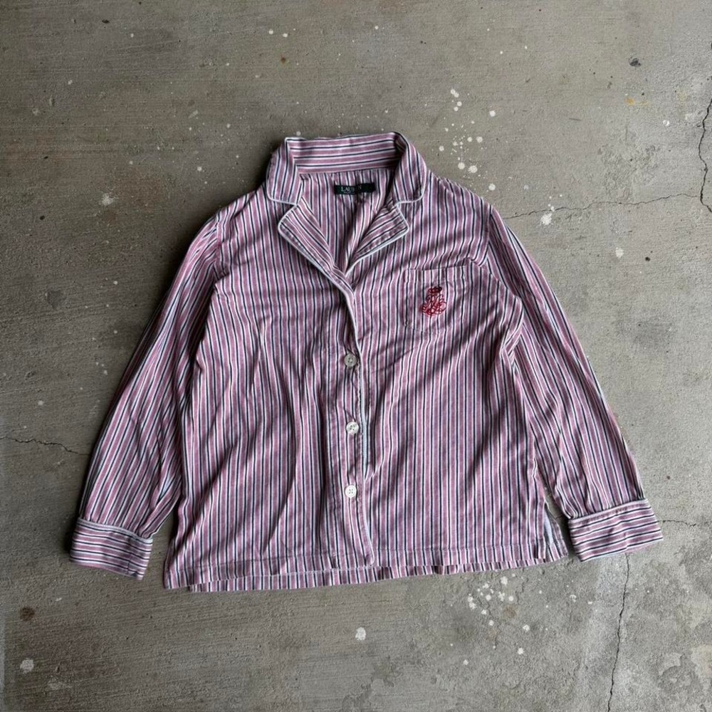 Ralph Lauren pink pajama striped button up shirt